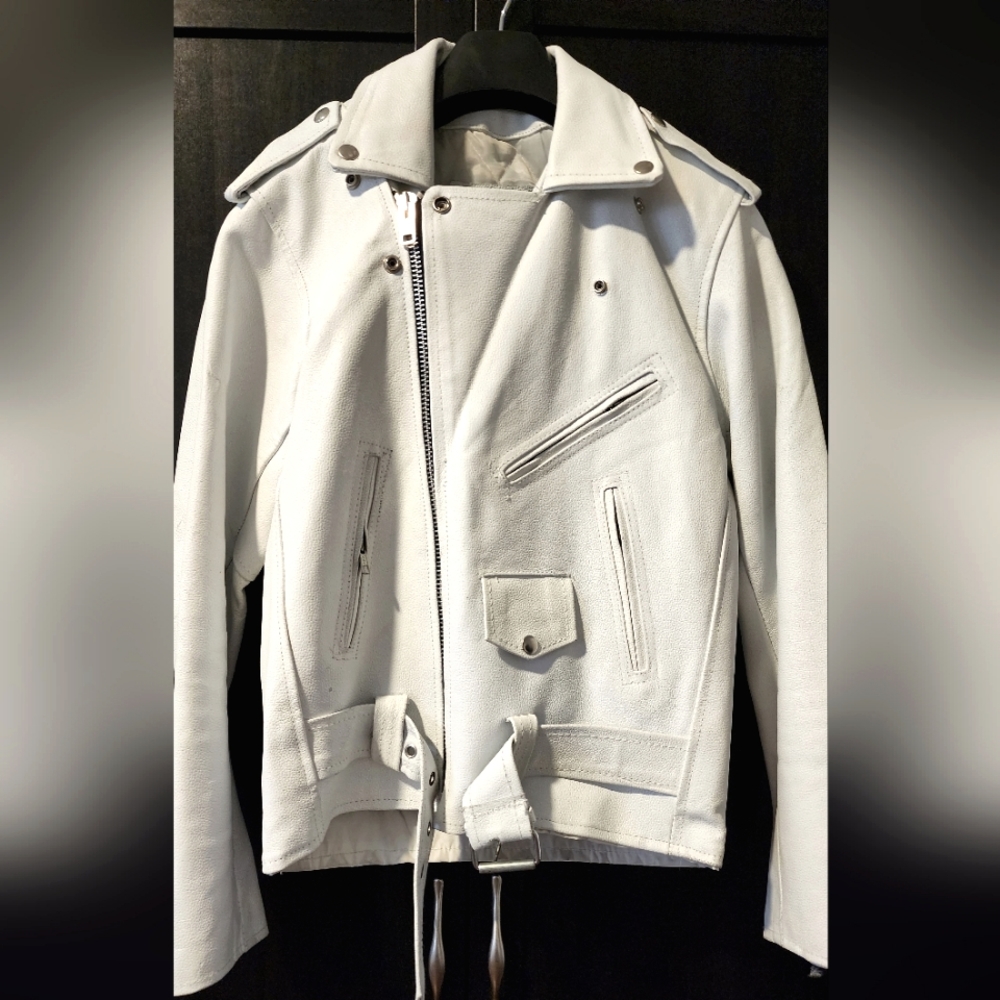 Leather Biker Jacket (White)